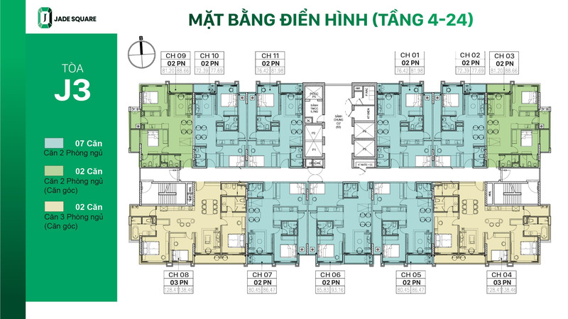 Mặt bằng điển hình của Jade Square Cổ Nhuế